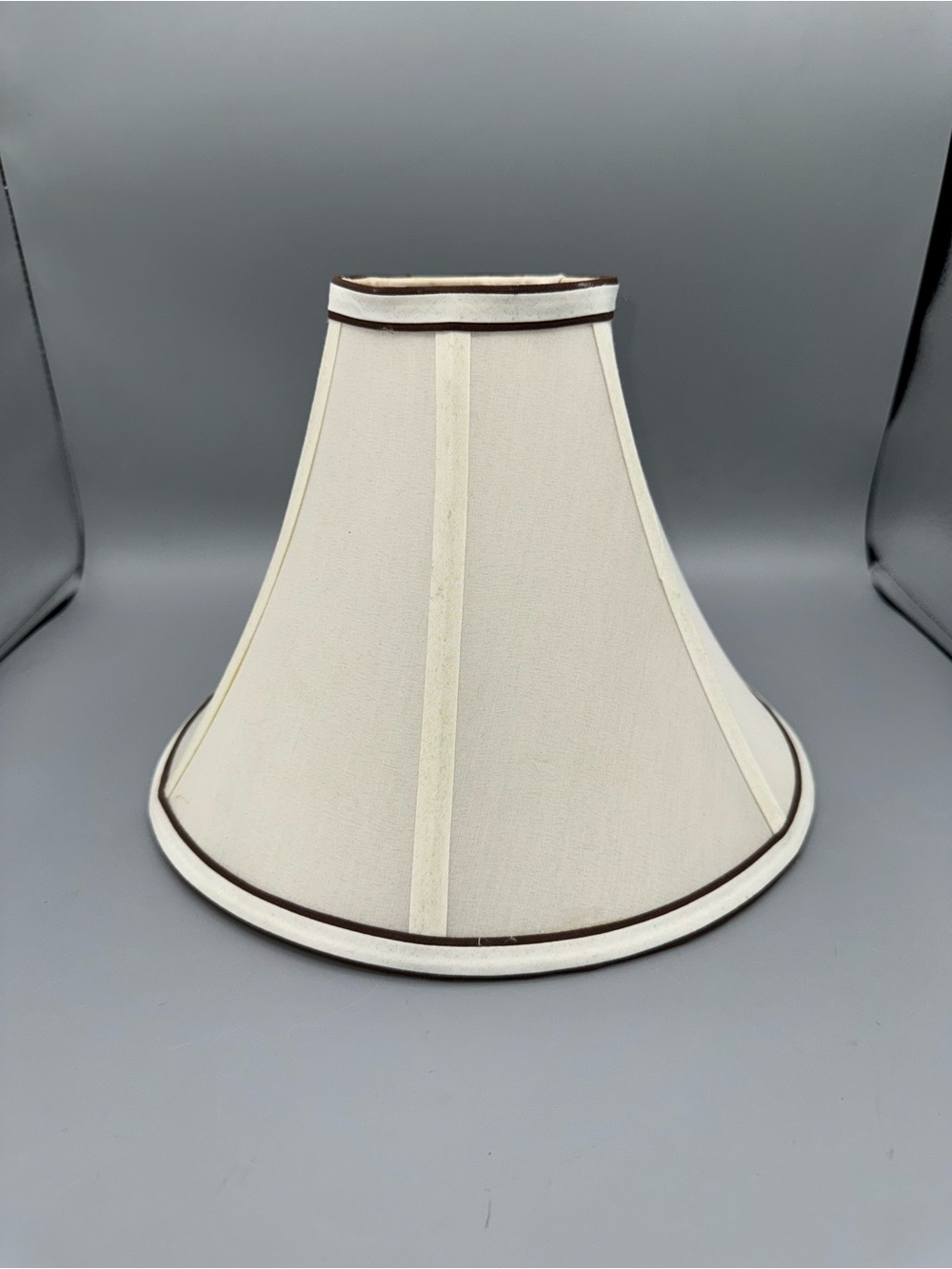 Vintage Bell Shape Pair of Lampshades Ivory Fabric 9"x11"